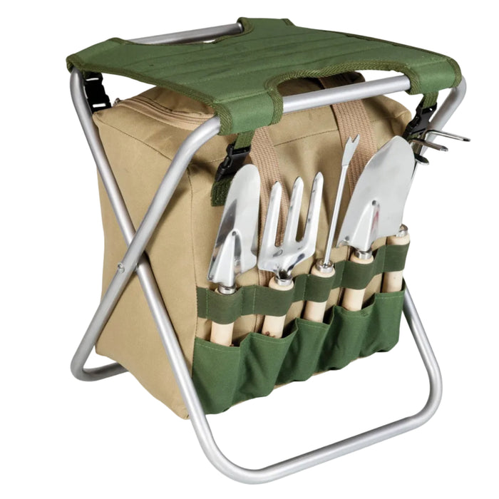 Gardener Folding Seat with Tools - The Well Appointed House