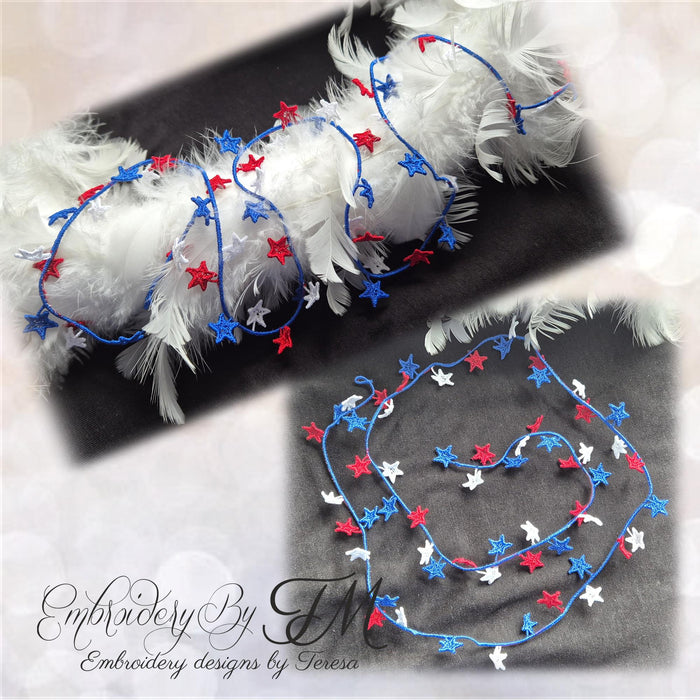 Garland with stars - USA/ 5x7 hoop