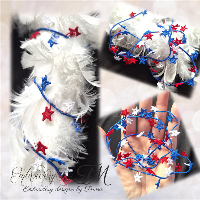Garland with stars - USA/ 5x7 hoop