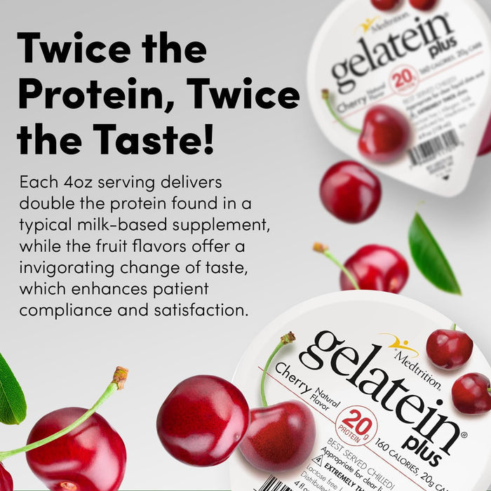 Gelatein Plus Oral Supplement, Cherry Flavor, 4 oz Cup - 11701-Case - LL Medico