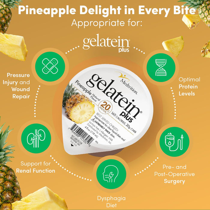 Gelatein Plus Oral Supplement, Pineapple Flavor, 4 oz Cup - 11705-Single - LL Medico