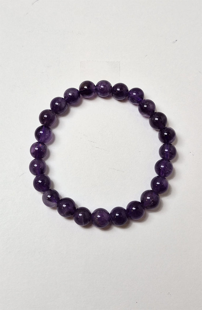 Gemstone Bead Bracelet - Amethyst 8mm