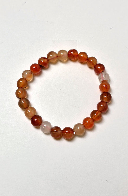 Gemstone Bead Bracelet - Carnelian 8 mm