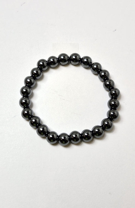 Gemstone Bead Bracelet - Hematite 8mm