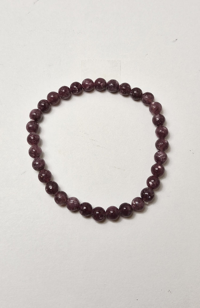 Gemstone Bead Bracelet - Lepidolite 6mm