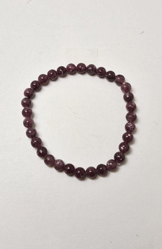 Gemstone Bead Bracelet - Lepidolite 6mm
