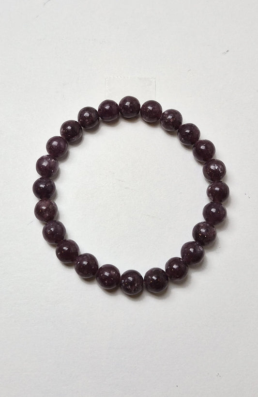 Gemstone Bead Bracelet - Lepidolite 8mm