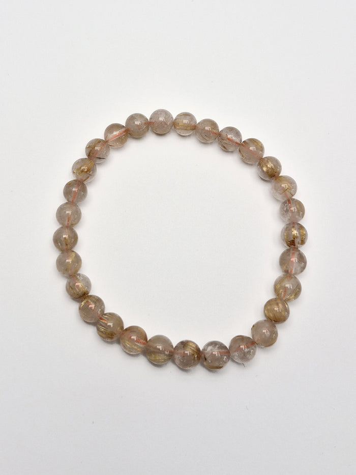 Gemstone Bead Bracelet - Quartz Rutilated 6mm