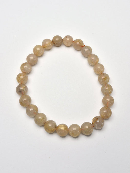 Gemstone Bead Bracelet - Quartz Rutilated 8mm