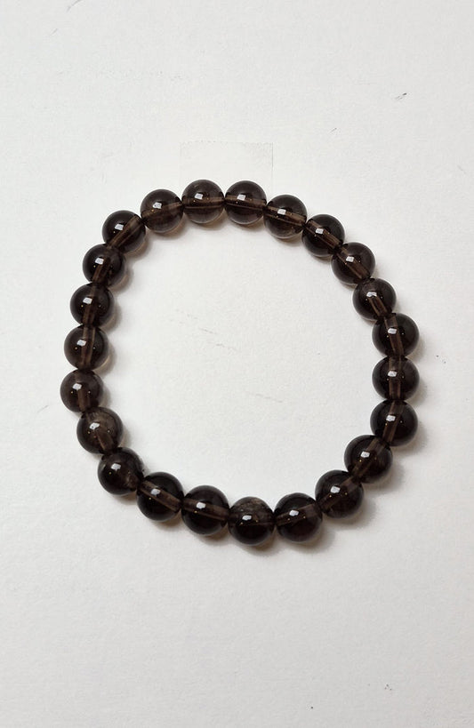 Gemstone Bead Bracelet - Quartz Smoky 8mm