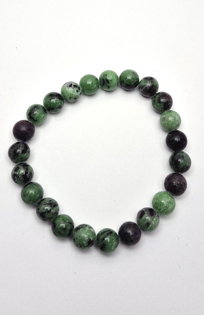 Gemstone Bead Bracelet - Ruby in Zoisite 8mm