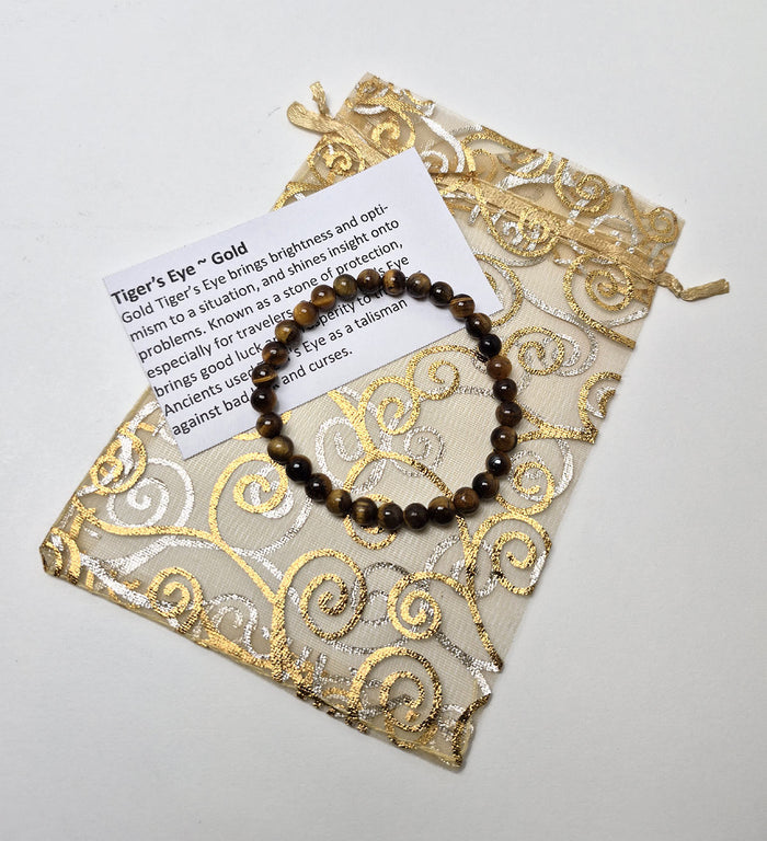 Gemstone Bead Bracelet - Tiger's Eye Gold 6mm