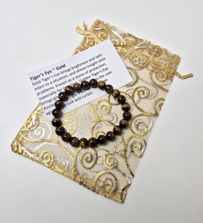 Gemstone Bead Bracelet - Tiger's Eye Gold 8mm
