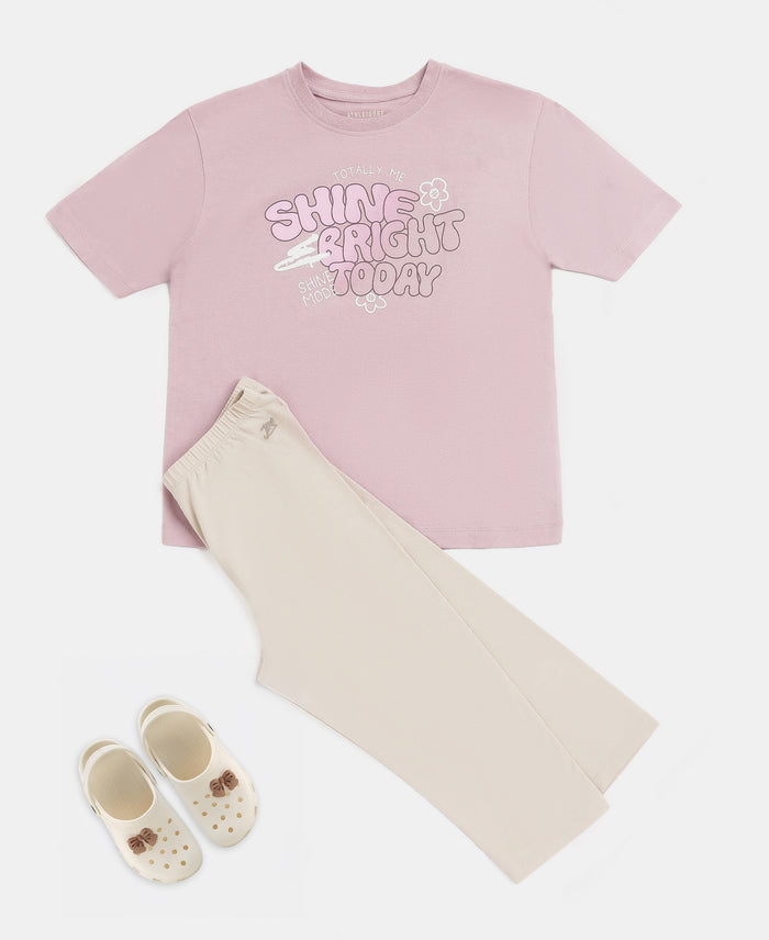 Girl's Super Combed Cotton Elastane Stretch Capri - French Oak