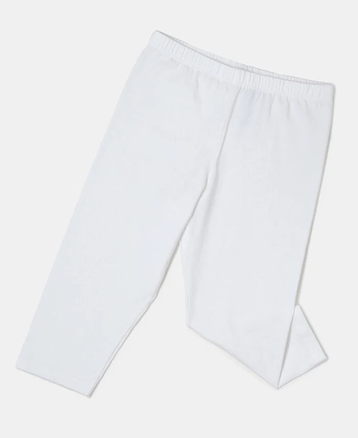 Girl's Super Combed Cotton Elastane Stretch Capri - White