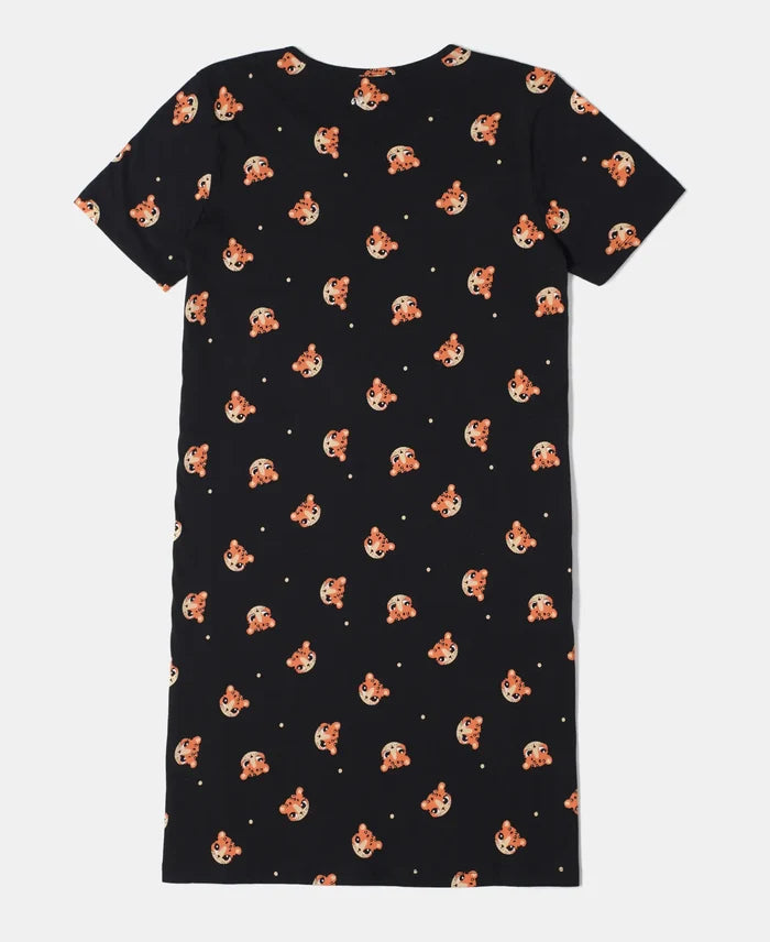 Girl's Super Combed Cotton Printed Dress with Matching Headband - Assorted