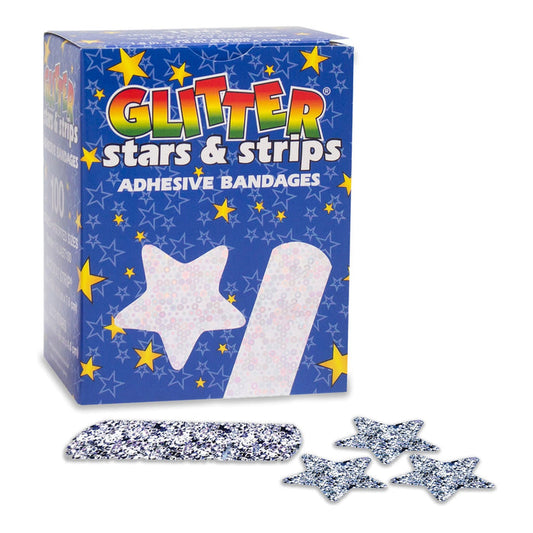Dukal Glitter Stat Strip Kid Design (Glitter Stars and Stripes) Adhesive Strip
