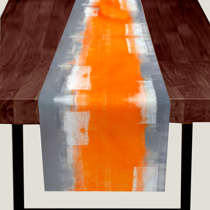 Gray Orange Velvet Table Runner