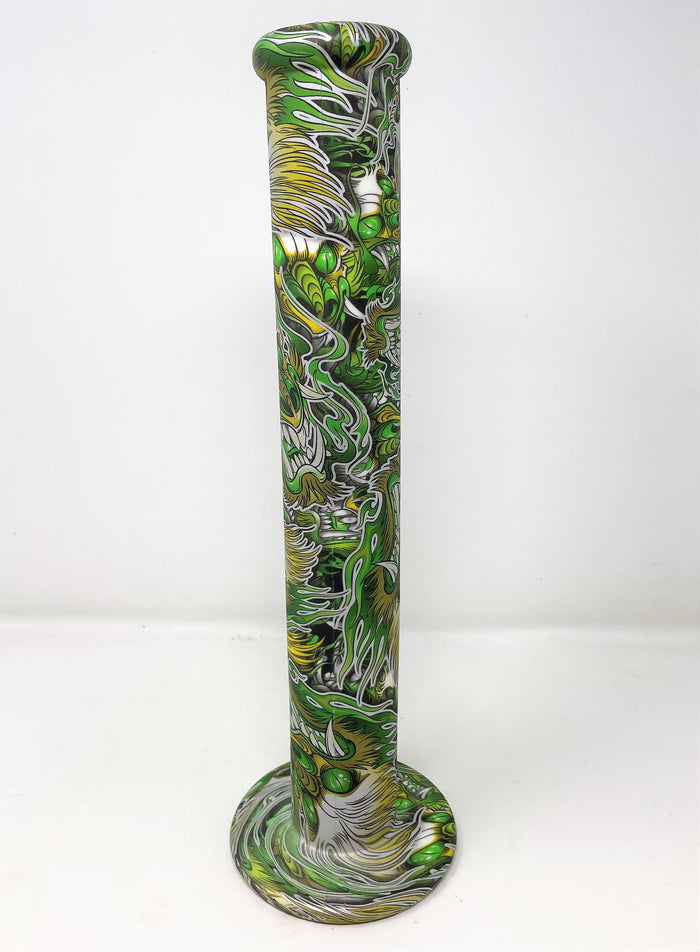 Green Dragon Design 14" Thick Silicone Straight Unbreakable Bong Diamond Bowl