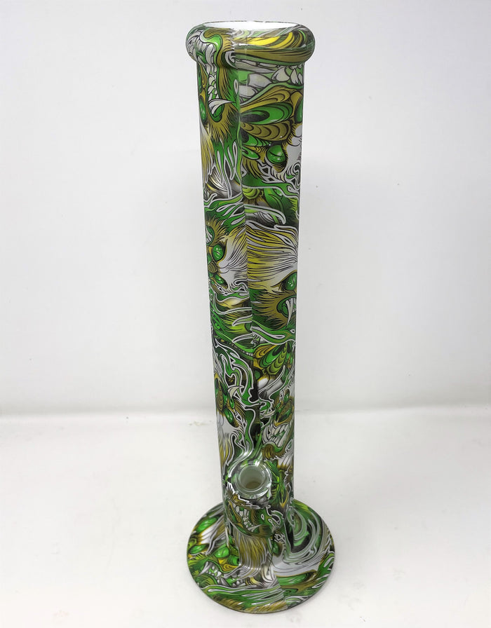 Green Dragon Design 14" Thick Silicone Straight Unbreakable Bong Diamond Bowl