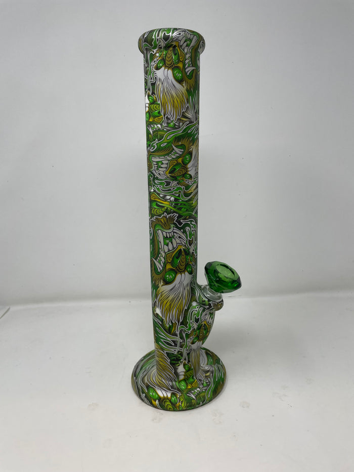 Green Dragon Design 14" Thick Silicone Straight Unbreakable Bong Diamond Bowl