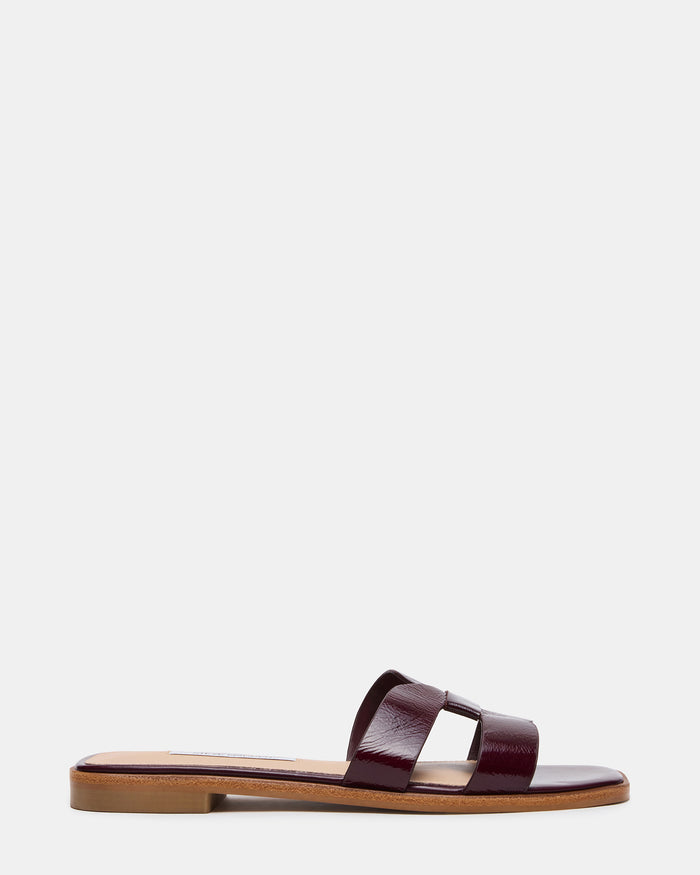 HADYN2.0 Burgundy Leather Slide Square-Toe Mule Women's Sandal | Steve Madden