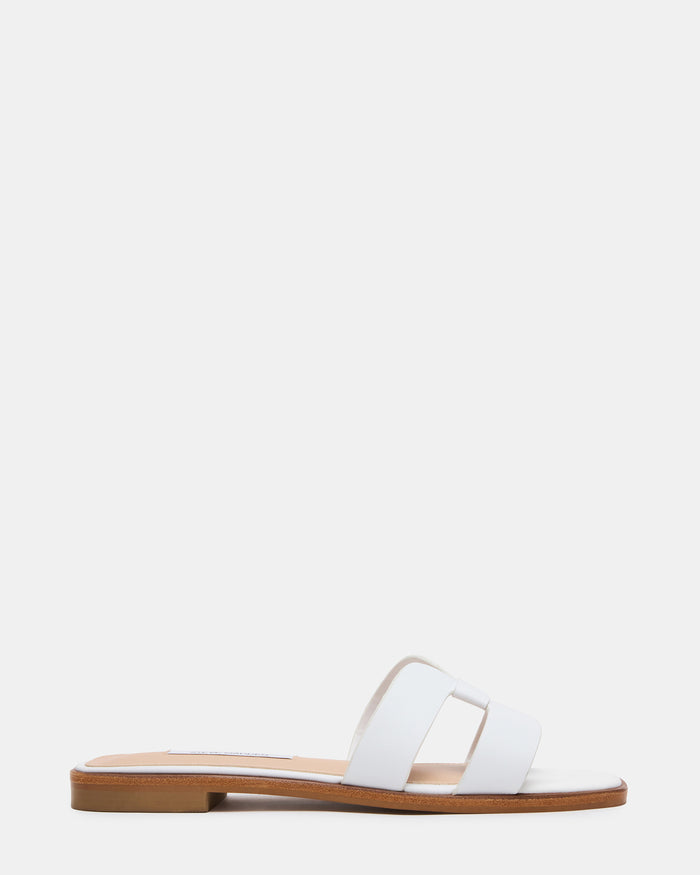HADYN2.0 White Leather Slide Square-Toe Mule Women's Sandal | Steve Madden