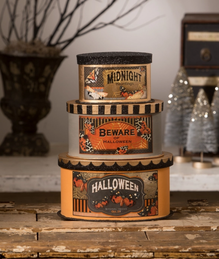 Halloween Moth Boxes Set of 3 by Bethany Lowe Designs