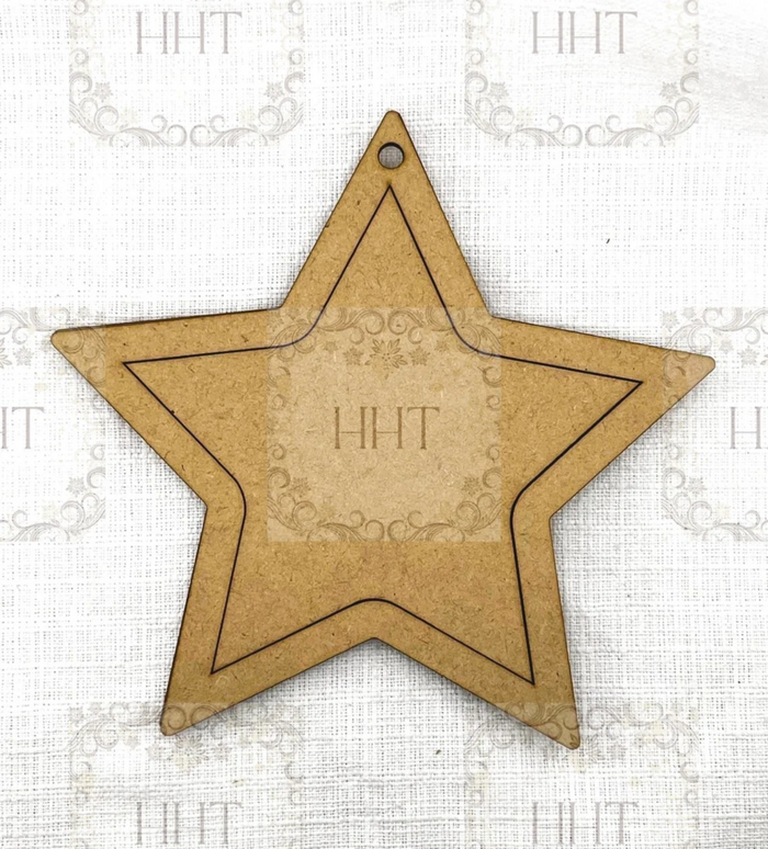 Handcrafted Holiday Traditions MDF Framed Star Ornament, 3 pcs