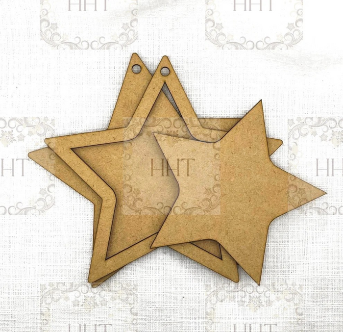 Handcrafted Holiday Traditions MDF Framed Star Ornament, 3 pcs