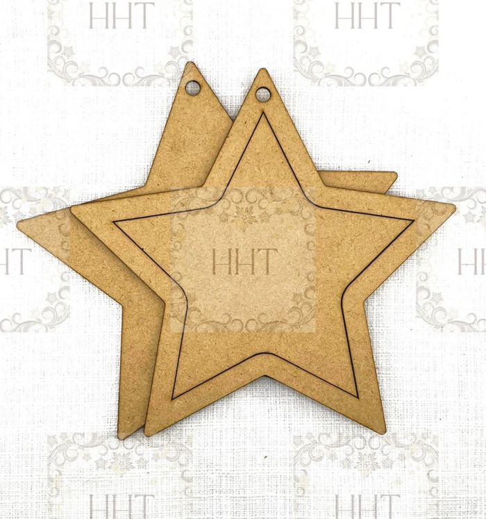 Handcrafted Holiday Traditions MDF Framed Star Ornament, 3 pcs