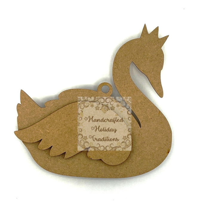 Handcrafted Holiday Traditions MDF Swan Ornament ORN 0099