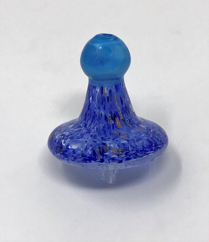 Handmade Thick Glass Blue-on-Blue Carb Cap with Accents