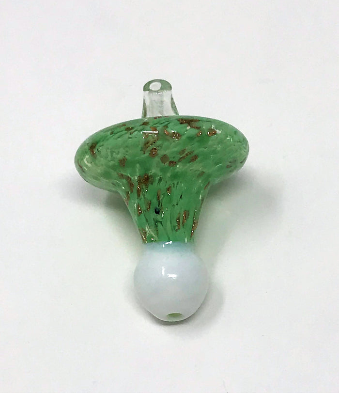 Handmade Thick Glass Carb Cap - Green on White with Speckled Accents