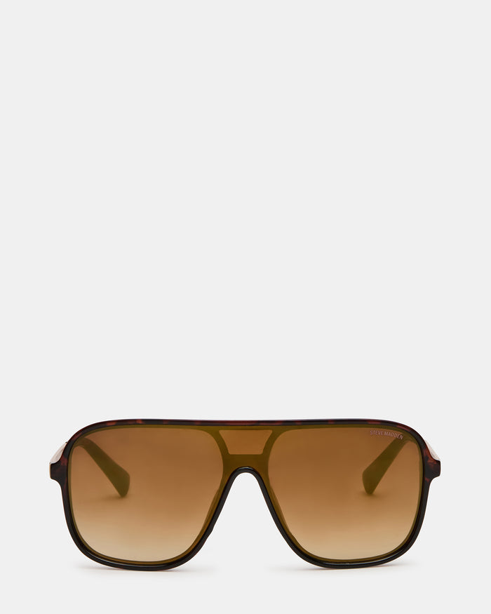 HARLAND Tortoise Frame Shield Brown Lens Sunglasses | Steve Madden
