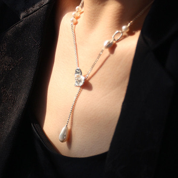 Heart Pendant Necklace - With Pearl Drop