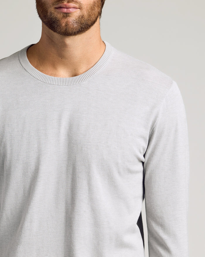 Heather Gray & Fiord Dressy Crew Neck Sweater 2-Pack on model torso.