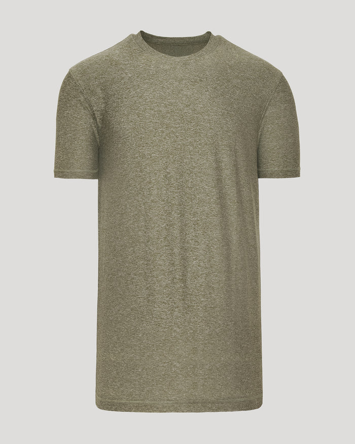 Heather Military Green Tall Active Crew Neck 2.0, short-sleeve, athletic fit.
