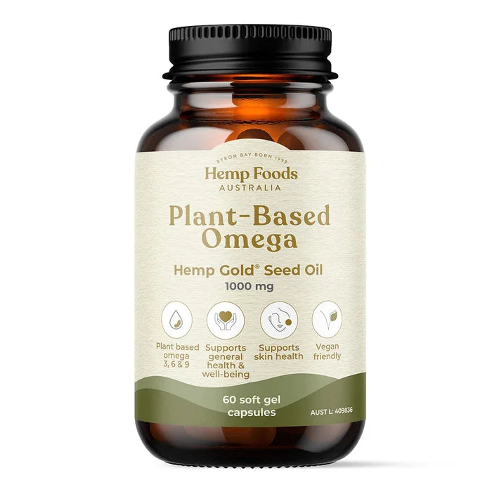Hemp Foods Australia Plant-Based Omega Hemp Seed Oil Capsules (60 Caps)
