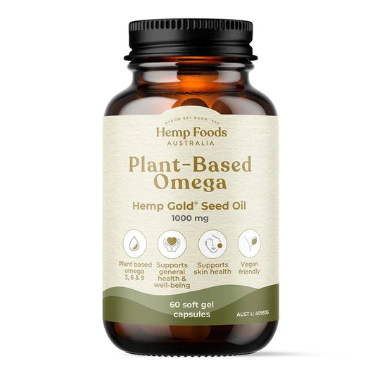 Hemp Foods Australia Plant-Based Omega Hemp Seed Oil Capsules (60 Caps)