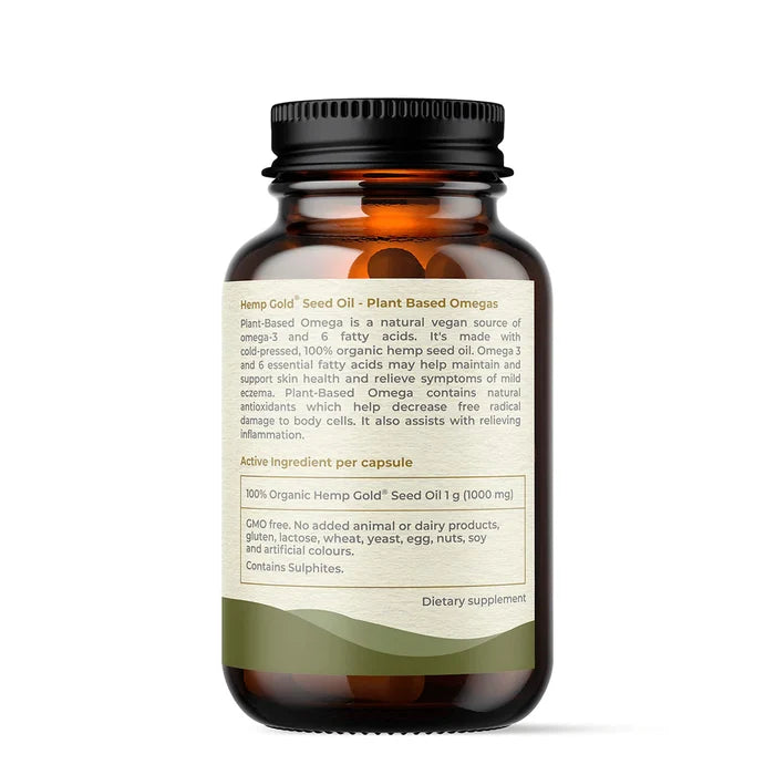 Hemp Foods Australia Plant-Based Omega Hemp Seed Oil Capsules (60 Caps)