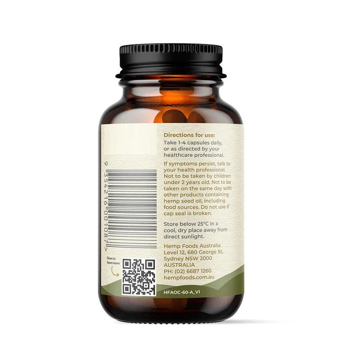 Hemp Foods Australia Plant-Based Omega Hemp Seed Oil Capsules (60 Caps)
