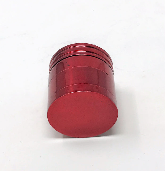 Herb Grinder 1.25 Inch Grinder with Pollen Catcher and Magnetic Lid 4 Piece Red