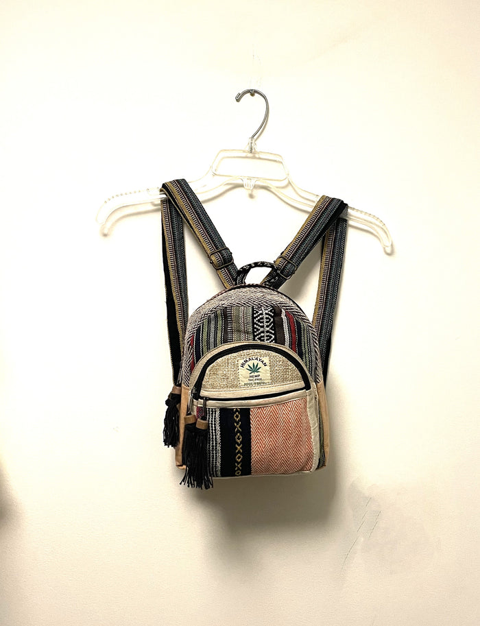 Himalayan Pure Hemp Mini Backpack with Tassels
