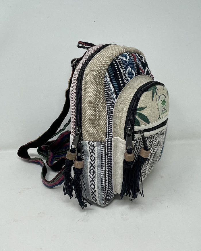 Himalayan Pure Hemp Mini Backpack with Tassels