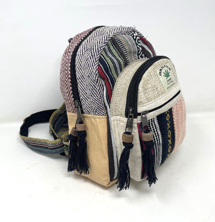 Himalayan Pure Hemp Mini Backpack with Tassels