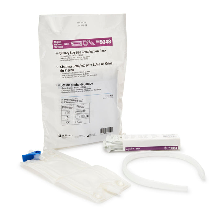 Hollister Urinary Leg Bag with Anti-Reflux Valve, Sterile Vinyl, 540 mL - 9348 - LL Medico