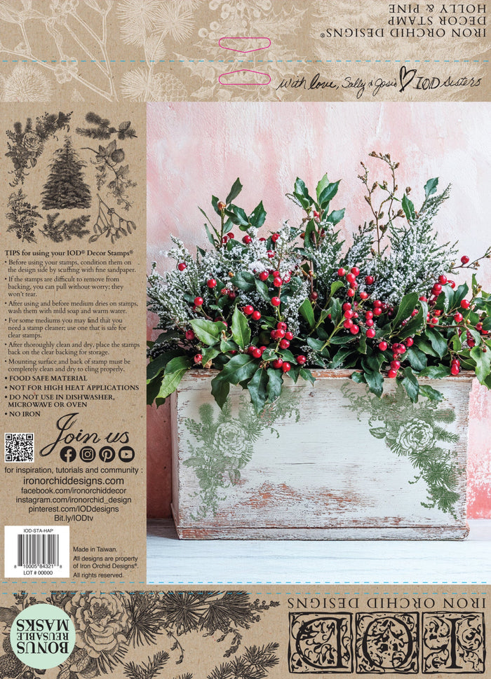 Holly & Pine Decor Stamp by Iron Orchid Design