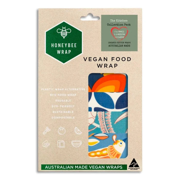 Honeybee Vegan Wax Food Wraps - 4 Pack Kitchen