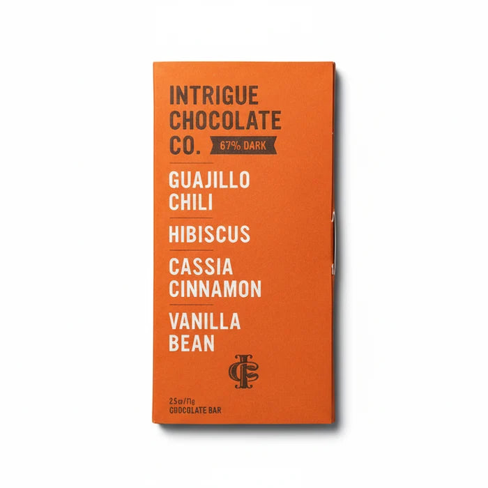 INTRIGUE CHOCOLATE CO 67% Dark Chili Hibiscus Cinnamon Vanilla